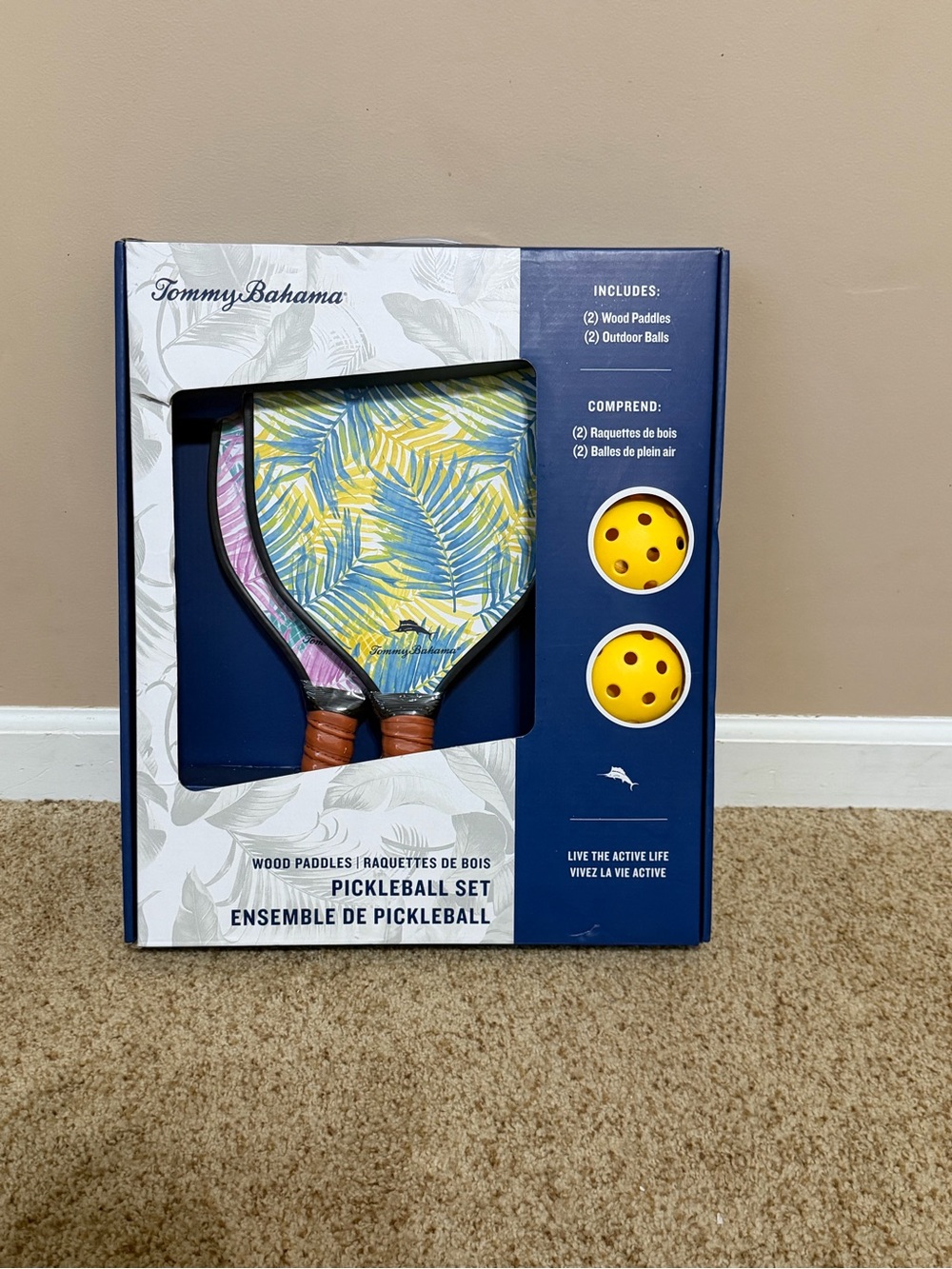 Tommy Bahama Palm Leaf Pickleball Set - Blue & White